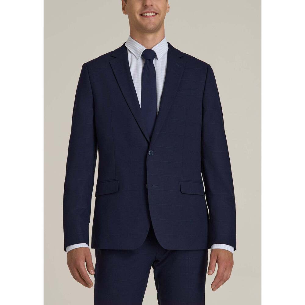 American Tall Suit Jacket for Tall Men in Blue Windowpane Size 40 / Tall / Blu